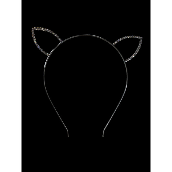 Black sequin clutch purse with over shoulder chain headband with cat ears - Picture 4 of 4